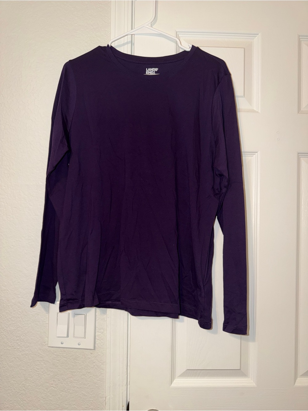 Lands' End Long Sleeve Crewneck Top - Plum